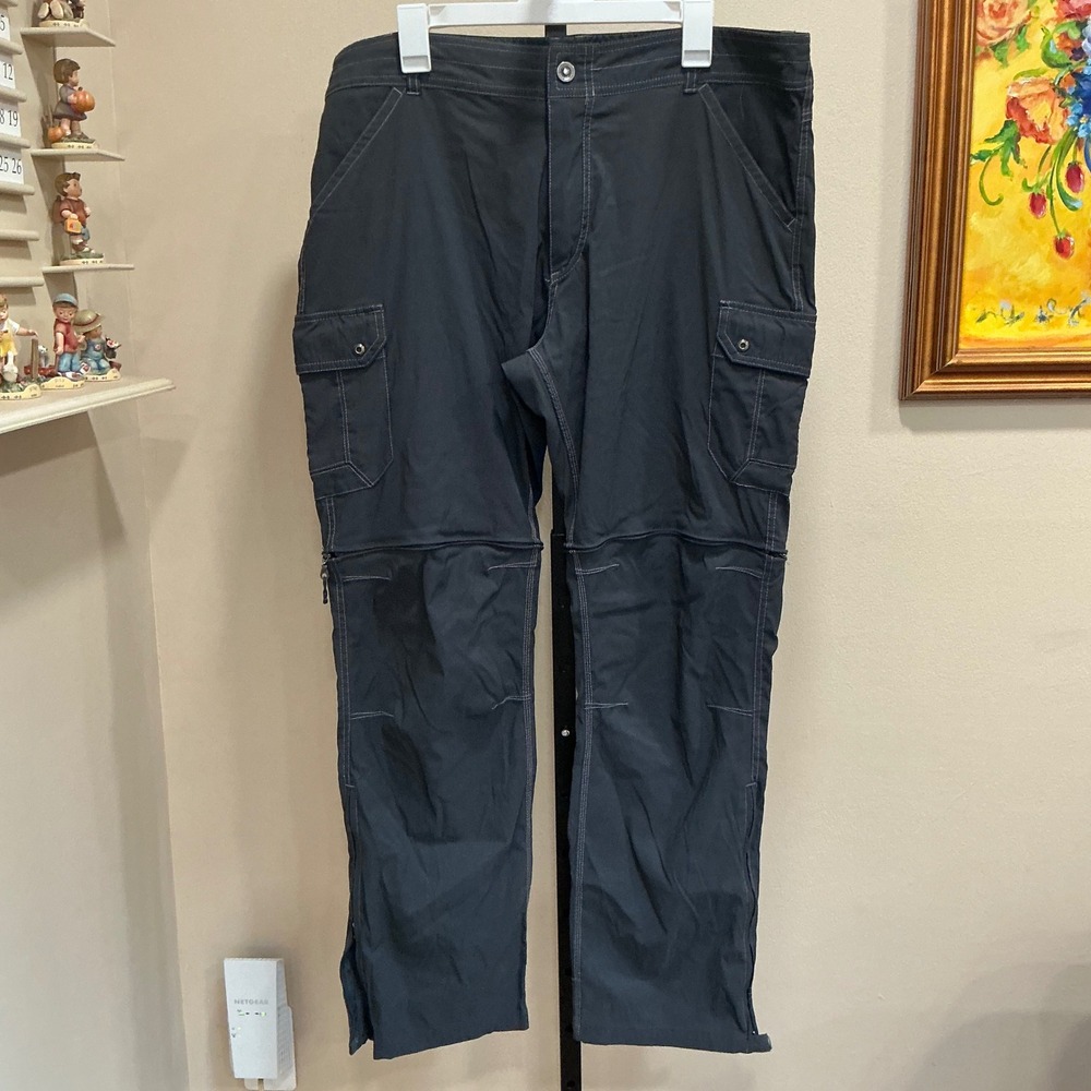Kuhl Pants Renegade Convertible Stealth 40x32‎ Carbon Black Hiking Cargo Mens